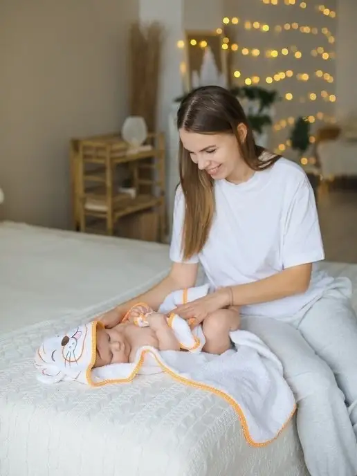 VERTA baby Полотенце детское с капюшоном для новорождённого, белый, фото 8