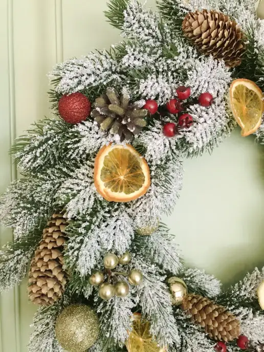 LilyArt Decor Венок Новогодний на дверь с подсветкой, рождественский, белый, фото 2