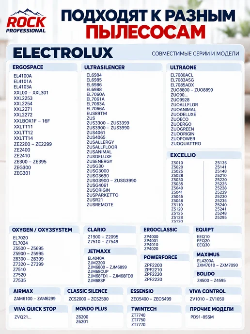 ROCK PROFESSIONAL Мешки для пылесоса Electrolux, вариант, фото 5