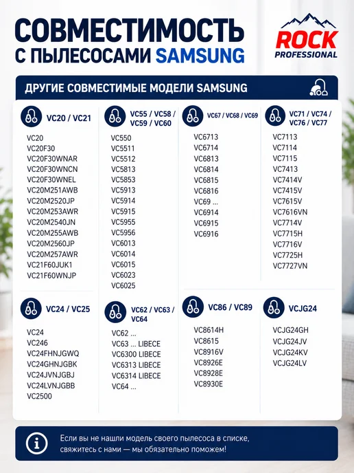 ROCK PROFESSIONAL Одноразовые мешки для пылесоса Samsung универсальные, вариант, фото 7