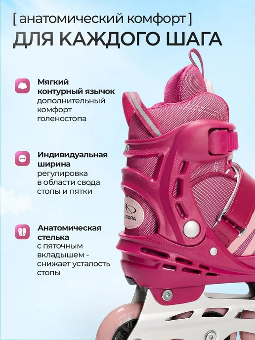 Hudora Ролики раздвижные inline Skates Comfort, розовый, фото 3