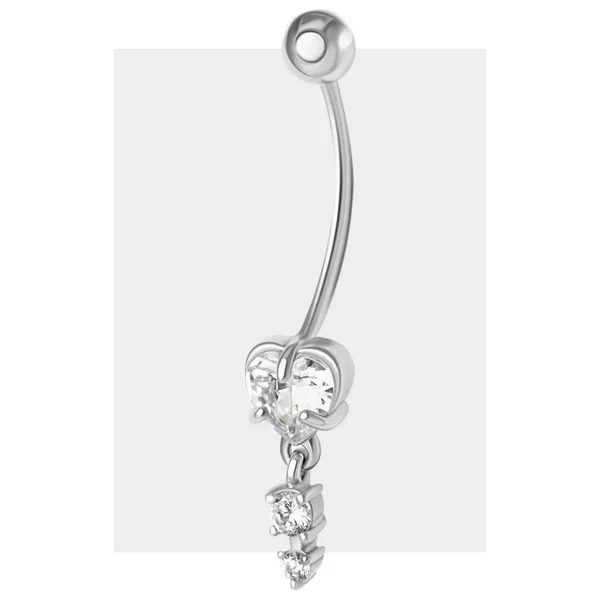 Ювелирный пирсинг в пупок серебряный 925