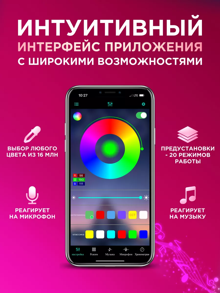 Светодиодная лента 10 метров с пультом RGB LED TechHouse 49302586 купить за  866 ₽ в интернет-магазине Wildberries