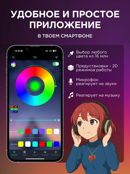 TechPulse Светодиодная лента 25 метров RGB с пультом самоклеящаяся, 10 м, фото 3