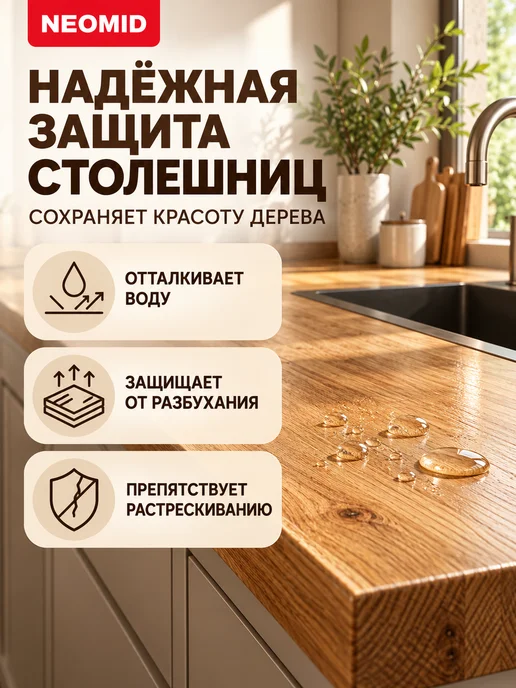 Neomid Масло для столешниц Неомид, водоотталкивающее 0,4 л, 400 мл, фото 2