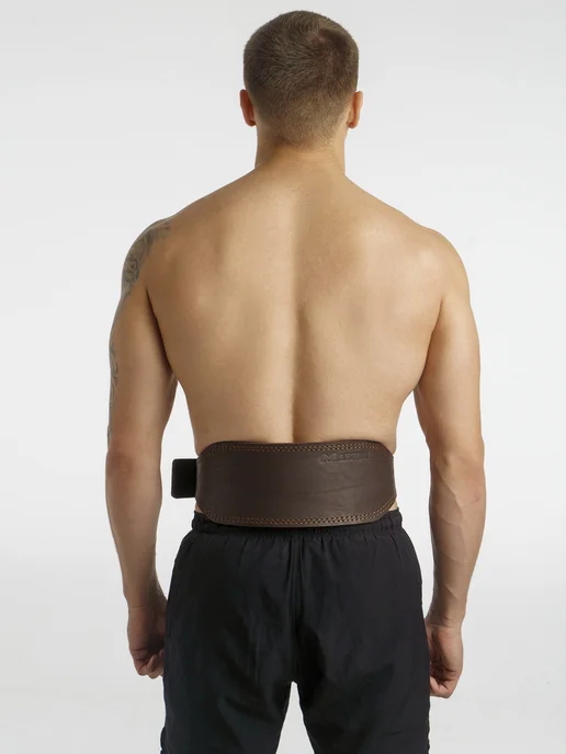 MASTER Пояс атлетический для спорта кожаный 10 см, 2 слоя, коричневый, фото 6