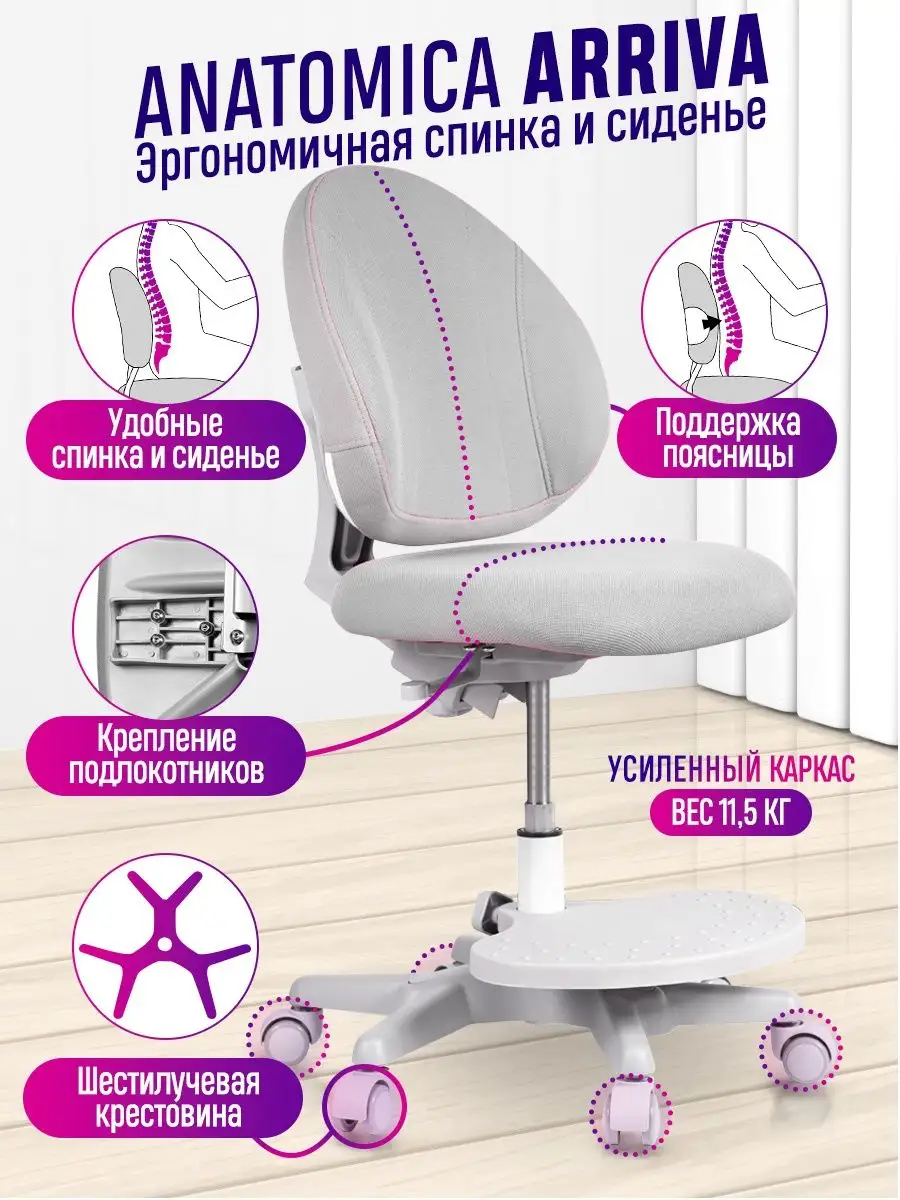 Arriva Ортопедическое кресло для школьника c подставкой Anatomica 49407406  купить в интернет-магазине Wildberries