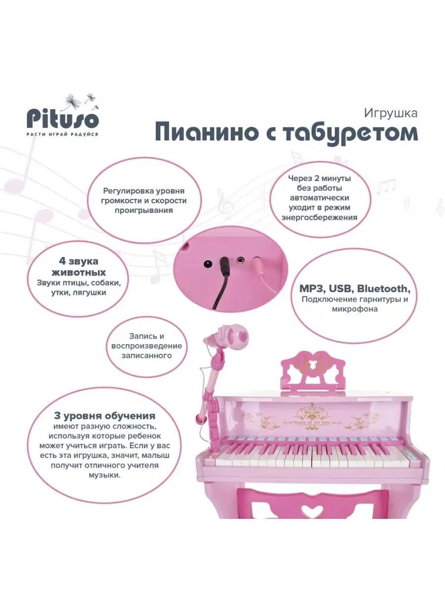 ПИАНИНО PITUSO с табуретом PITUSO 49443553 купить в интернет-магазине  Wildberries