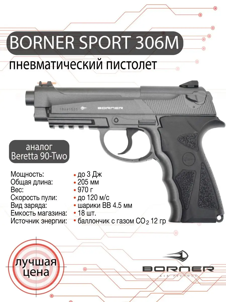 Пневматический пистолет Sport 306M Borner Air Pistols 49448466 купить за 10  290 ₽ в интернет-магазине Wildberries