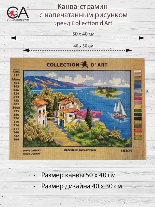 Collection D'Art Рисунок на канве Город у моря 40х30см, 40x30 см, фото 2