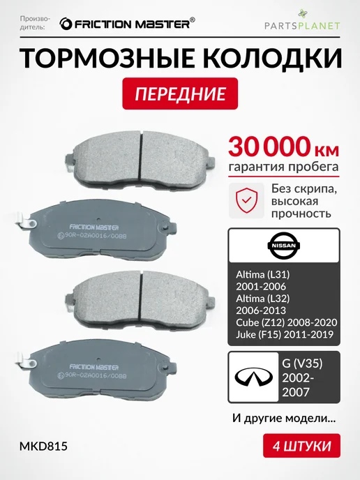 FRICTION MASTER Тормозные колодки передние на Ниссан Пульсар, Тиида, Жук, вариант