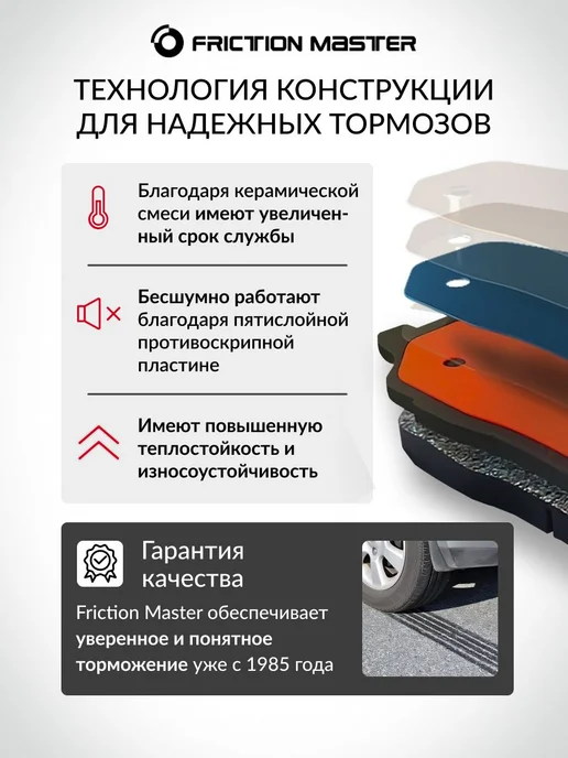 FRICTION MASTER Тормозные колодки передние керамические на Хендай Элантра 5, вариант, фото 3