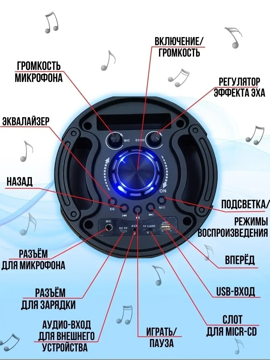 Беспроводная напольная музыкальная Bluetooth колонка ZQS ALSam 49668403  купить в интернет-магазине Wildberries