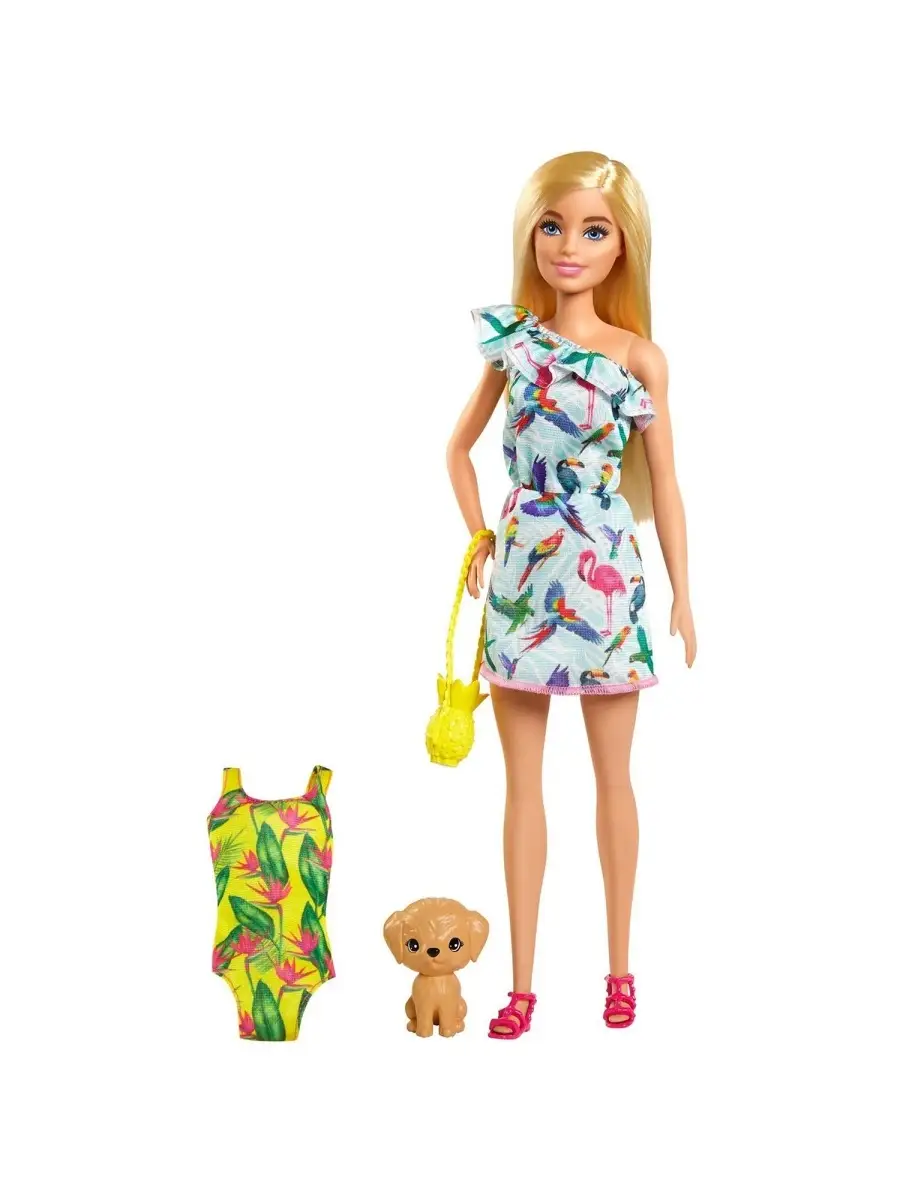 Barbie Игровой набор Барби блондинка в платье с питомцем и аксессуарами  GRT86/GRT87 Barbie 49837026 купить в интернет-магазине Wildberries