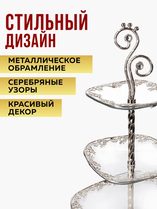 Конфетница фруктовница 3-х ярусная этажерка - фото 11