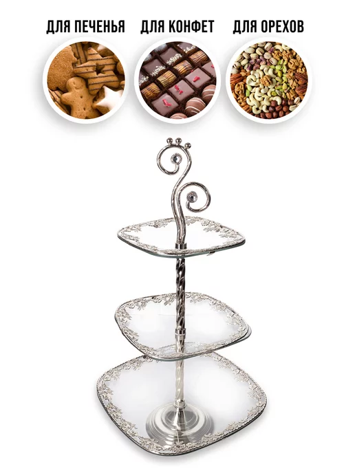 Конфетница фруктовница 3-х ярусная этажерка - фото 8