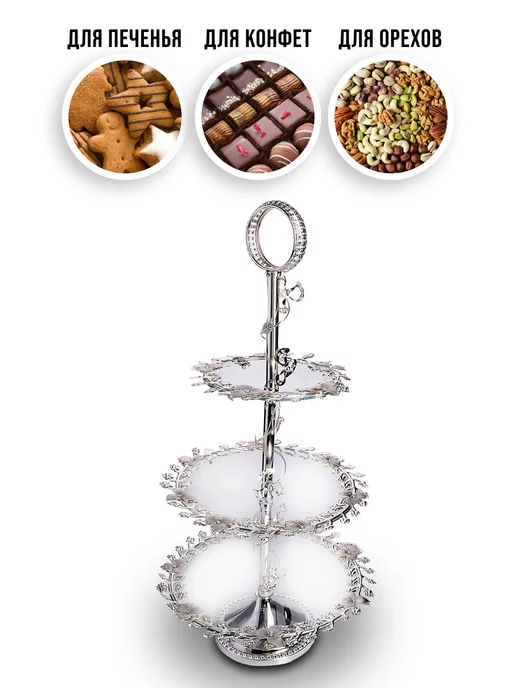 Конфетница этажерка фруктовница 3-х ярусная - фото 2