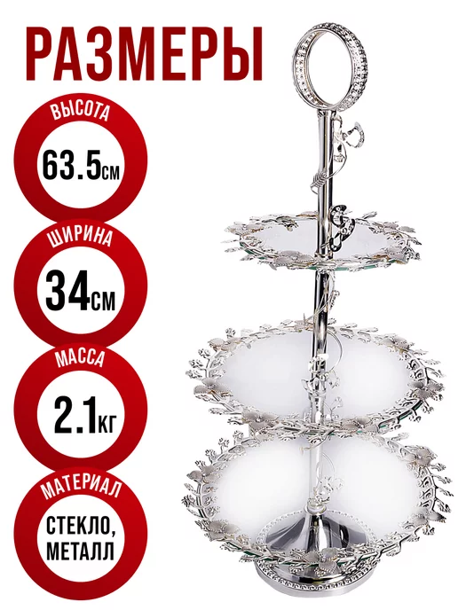 Конфетница этажерка фруктовница 3-х ярусная - фото 4