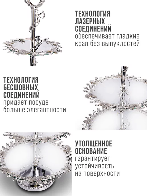 Конфетница этажерка фруктовница 3-х ярусная - фото 6