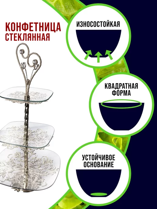 Конфетница фруктовница 3-х ярусная - фото 6