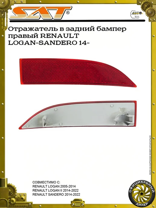SAT Отражатель в задний бампер правый RENAULT LOGAN-SANDERO 14-, вариант