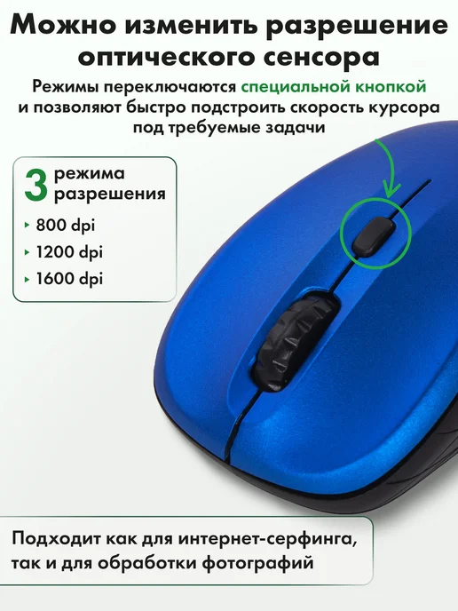 SONNEN Мышь мышка беспроводная компьютерная, синий, фото 2