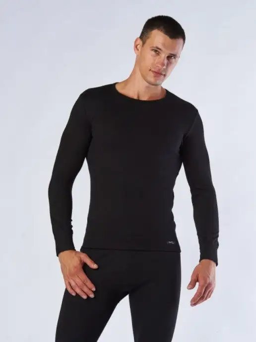 PREMIUM UNDERWEAR Термолонгслив термобелье мужской спорт, черный, фото 4