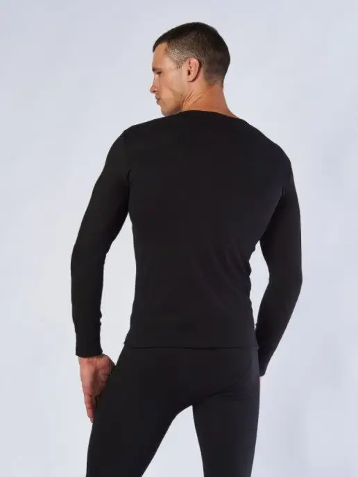 PREMIUM UNDERWEAR Термолонгслив термобелье мужской спорт, черный, фото 5