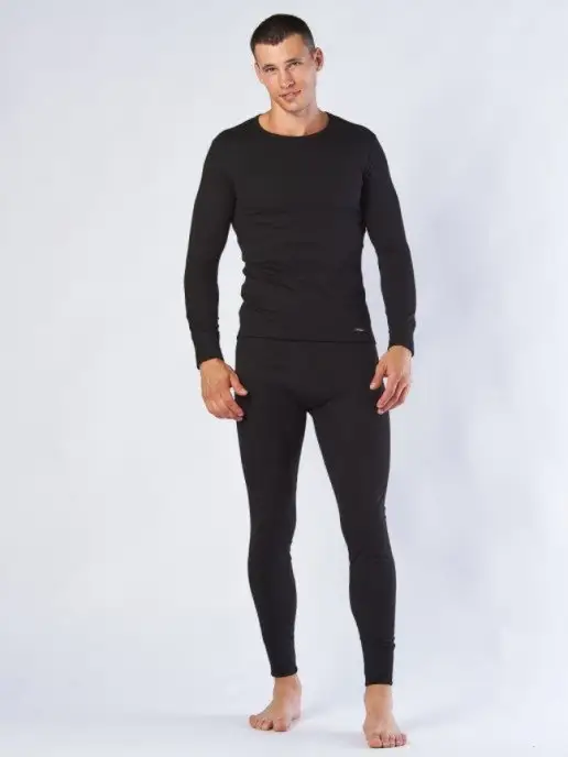 PREMIUM UNDERWEAR Термолонгслив термобелье мужской спорт, черный, фото 6