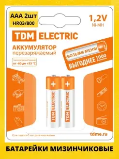 Аккумуляторные батарейки aаа мизинчиковые аккумулятор 800mAh TDMElectric 50049229 купить за 444 ₽ в интернет-магазине Wildberries