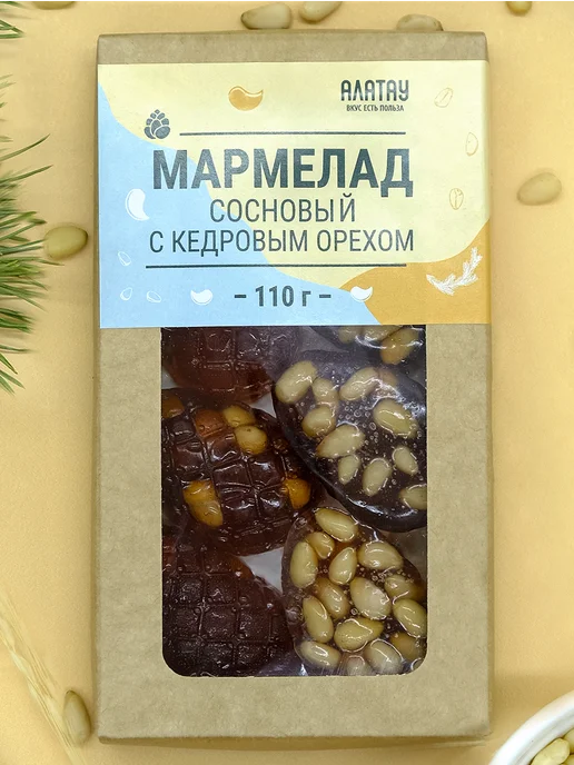 Алатау Мармелад натуральный Сосновый с кедровыми орехами 110 гр, 110 г, фото 2