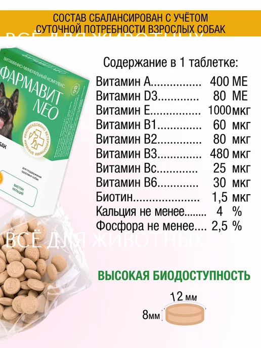 Фармавит NEO Витамины для суставов и шерсти собак, собак шерсти и зубов, фото 5
