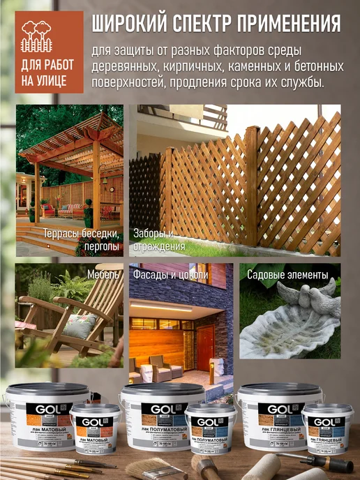 GOL Лак акриловый Полуматовый 2,4кг, 900 г, фото 4