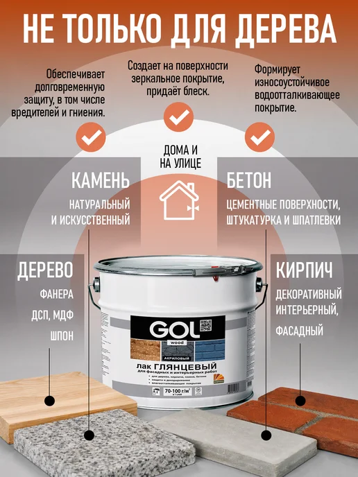 GOL Лак акриловый Глянцевый 0,9кг, 0,9 кг, фото 2