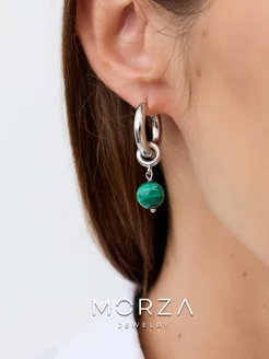 Серьги конго с подвесками из натурального малахита Morza Jewelry 50304160 купить за 2 259 ₽ в интернет-магазине Wildberries