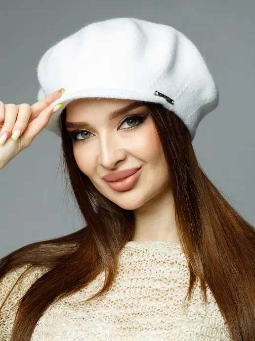 ATTI Берет женский с козырьком Кепка Фуражка, белый, фото 2