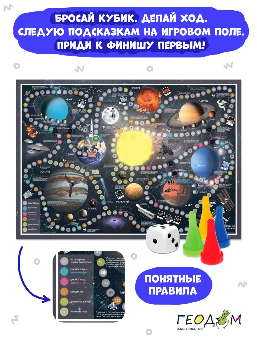 Настольная игра ходилка. Космос. Солнечная система. ГЕОДОМ 50394073 купить  за 324 ₽ в интернет-магазине Wildberries