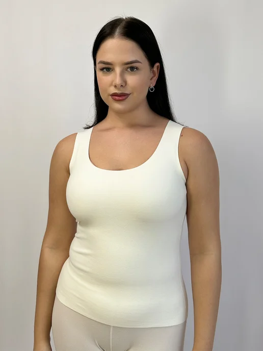 EVADIVA термомайка зимняя теплая майка, белый, фото 4