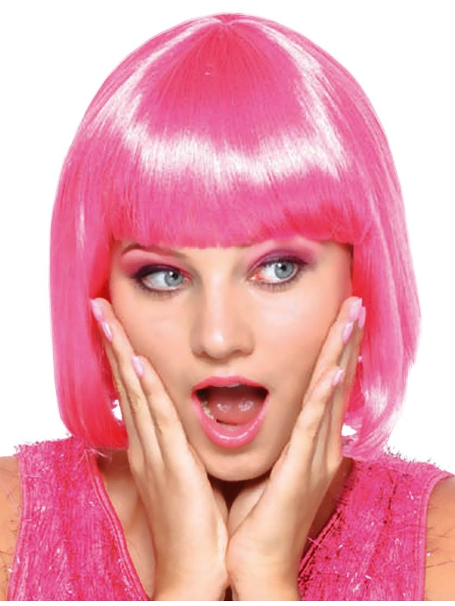 Розовый парик