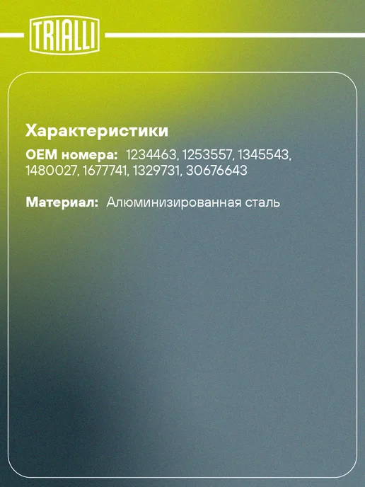 TRIALLI Глушитель для а м Ford Focus II (05-) 1.6Ti 1.8i 2.0i, Глушитель для а м, фото 2