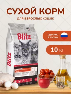 Корм для кошек сухой 10 кг премиум Blitz 50688543 купить за 3 714 ₽ в интернет-магазине Wildberries