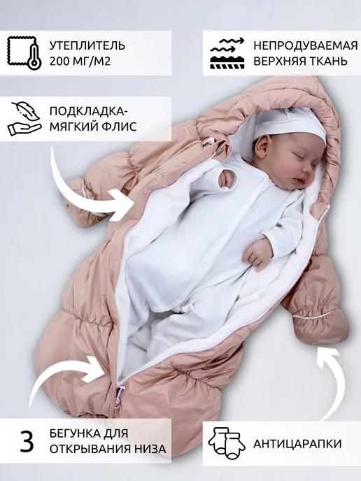 Inlovery Конверт на выписку для новорожденного на осень, розовый, фото 2