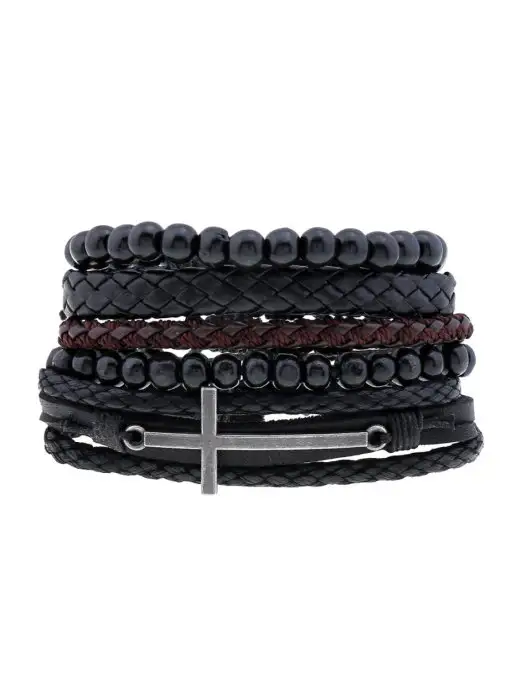 Носикулон Сет из четырех браслетов "Cross&Black", черный, фото 6