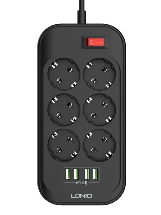 LDNIO Удлинитель сетевой фильтр 6 розеток с USB зарядкой и защитой, вариант, фото 7
