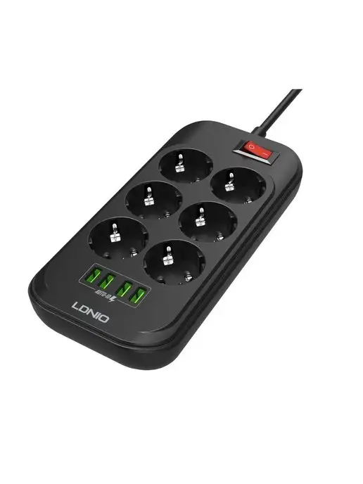 LDNIO Удлинитель сетевой фильтр 6 розеток с USB зарядкой и защитой, вариант, фото 8