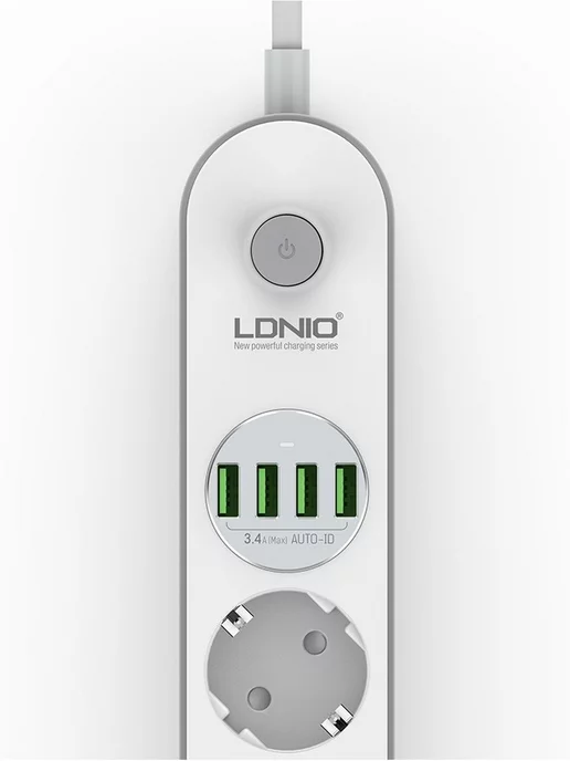 LDNIO Удлинитель сетевой фильтр 2 метра с USB зарядкой, 2 м, фото 8