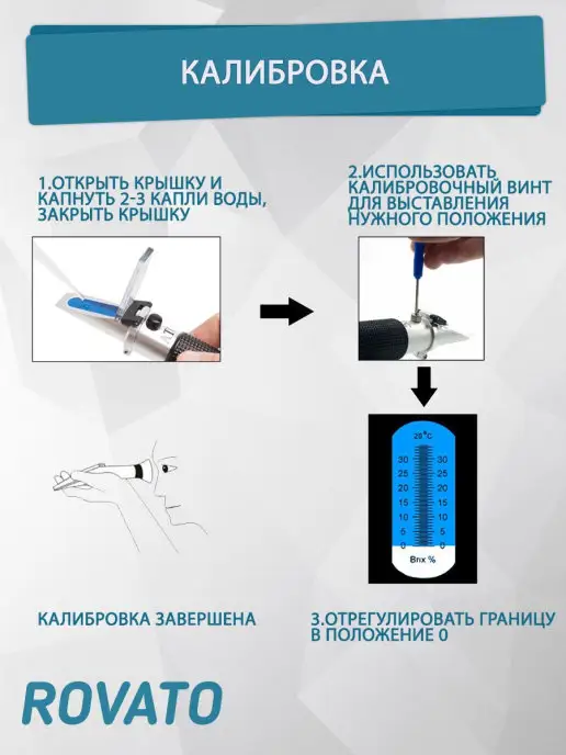 Rovato Рефрактометр для спирта 0-80% АТС - Cпиртометр, вариант, фото 5