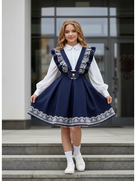 Эlina Ilgova Сарафан школьная форма, синий, фото 4