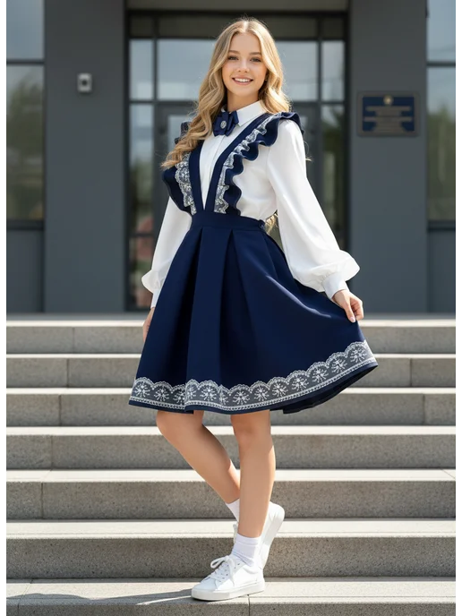 Эlina Ilgova Сарафан школьная форма, синий, фото 5