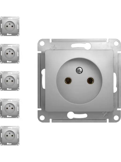 Schneider Electric Механизм розетки без заземления Glossa (5 штук), серый, фото 2